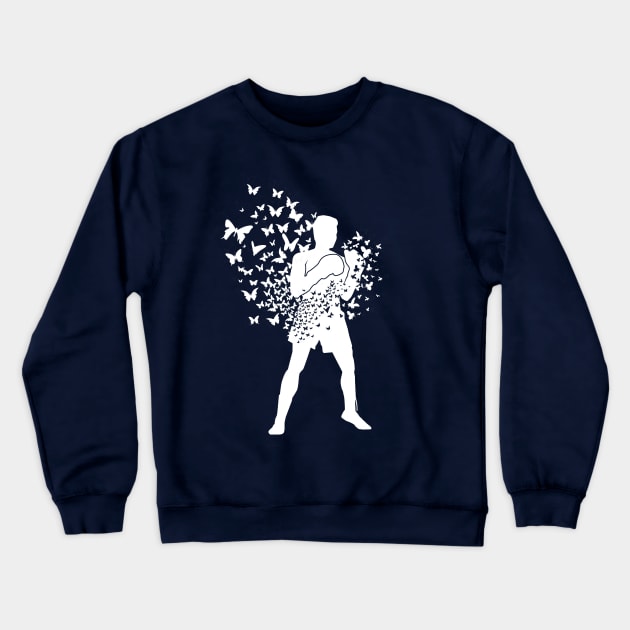 Boxing Series: Float Like a Butterfly (White Graphic) Crewneck Sweatshirt by Jarecrow 